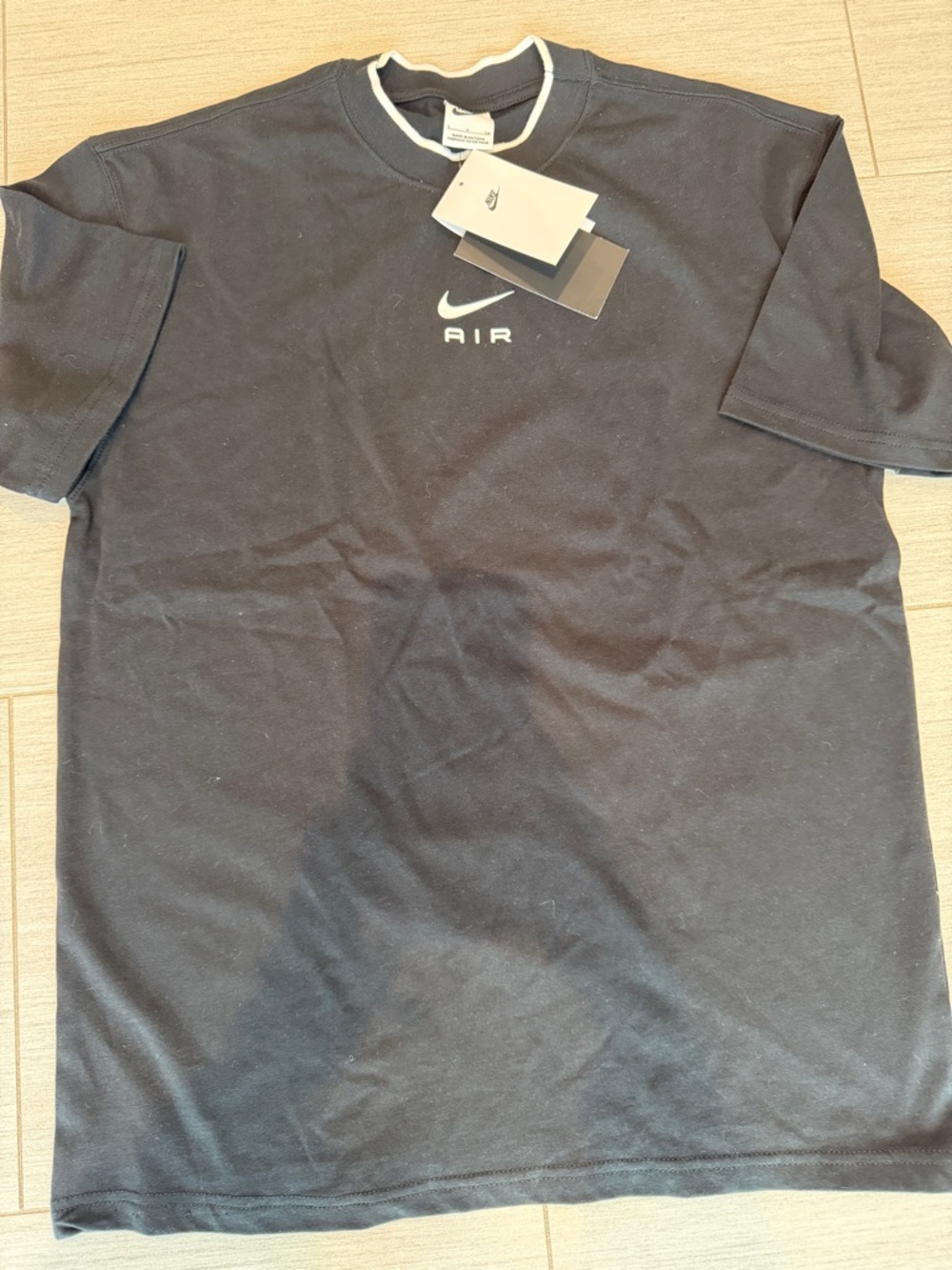Nike Black Crewneck 'Air' Logo T-Shirt with White Trim